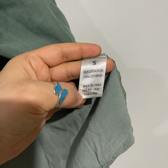 Olive green Wishlist Apparel Tie Front Short Sleeve Knit Dress, Size S - Picture 5 of 9